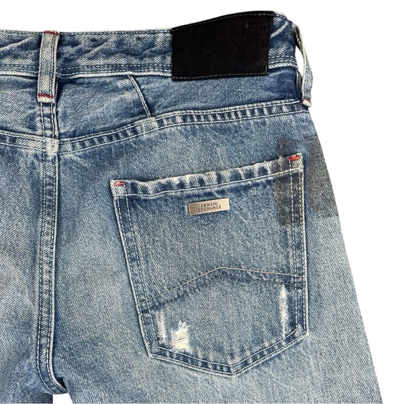 Armani Exchange Men’s J16 Straight Mens Distressed Patchwork Jeans In Size 28 - Picture 5 of 6